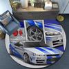Skyline Blue Racing Spirit Speed And Style Round Rug for Livingroom,Bedroom, Palyroom, Chair Rug, Area rug, Circle Carpet, Fan Christmas gift