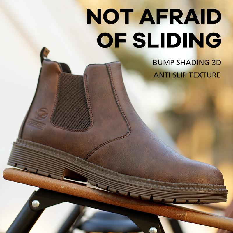 Мужские защитные ботинки, обувь со стальным носком, рабочая обувь, кожаные ботинки, неразрушимая обувь, устойчивые к проколам ботинки