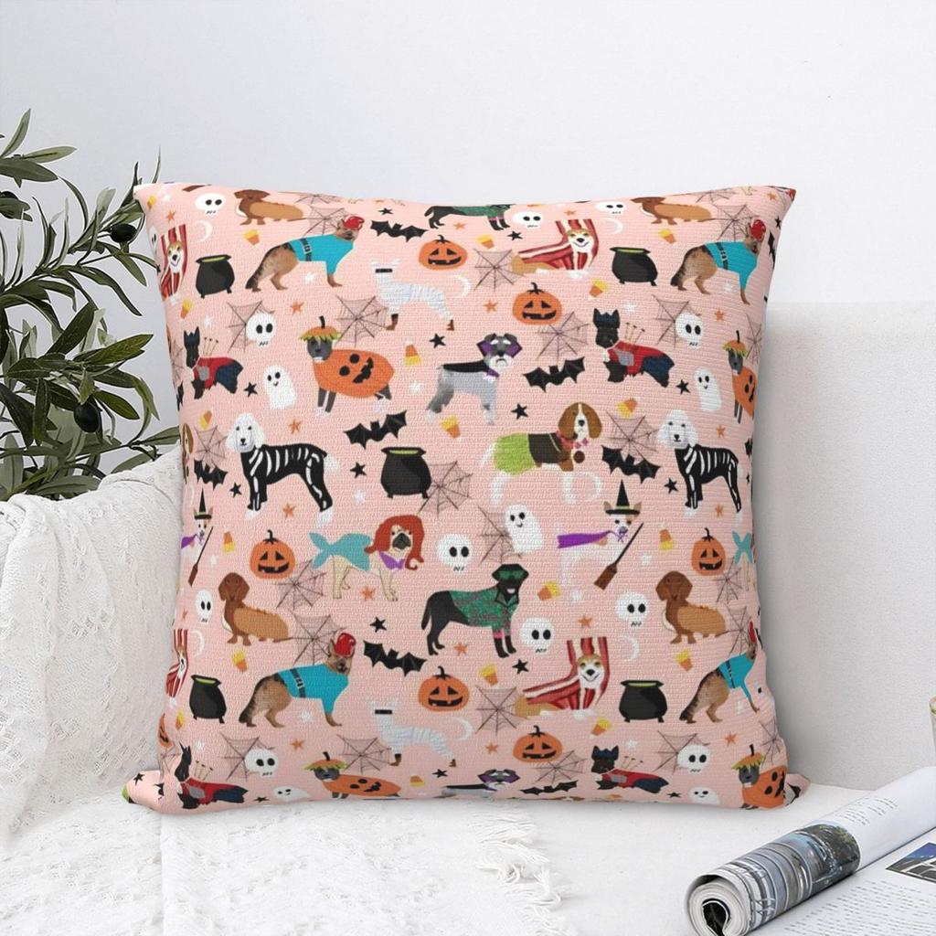 Halloween Dachshund Throw Pillow Cover Polyester Throw Pillow Dogs Animal 4545cm Pillowcover Home Decor