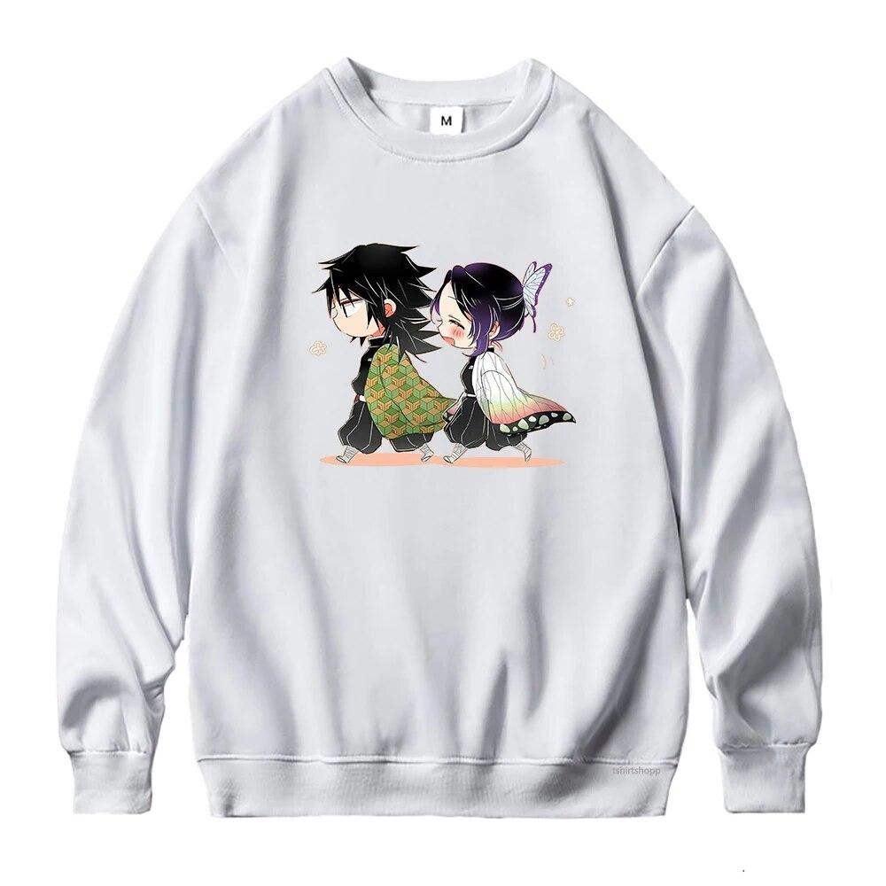 Толстовка с капюшоном Demon Slayer Giyu Tomioka и Shinobu Kocho с графическим принтом Kimetsu No Yaiba, аниме, женские толстовки унисекс