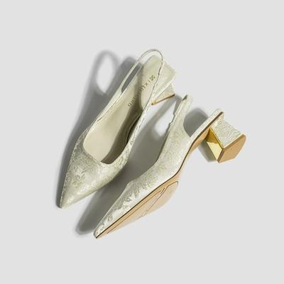 Мода Элегантные босоножки с открытой пяткой Женские летние туфли Розовые Черные Телесные туфли на среднем каблуке Туфли с закрытым носком Офисные туфли для вечеринок Женские