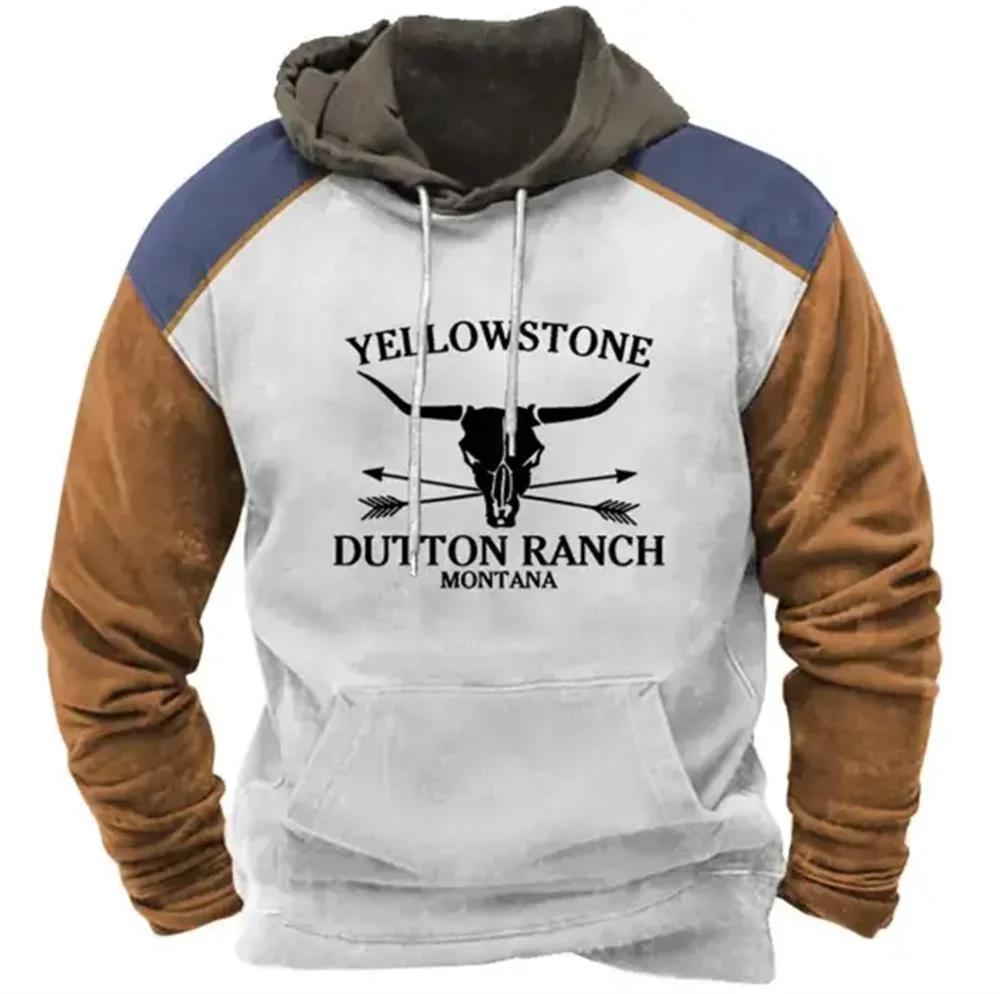 New Hoodies Sweatshirt Men's Hoodie 3D Cowboy Printed Pullover Oversized Men’s Tops Male Yellowstone Loose Vintage Clothes Hot