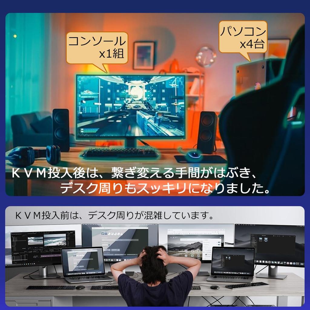 KVM-переключатель ELEVIEW для 4 KVM, 4 порта HDMI, совместим с 4K 120 Гц / 8K 60 Гц, для совместного использования клавиатуры/мыши/монитора, алюминиевая конструкция, без драйверов, управление сервером