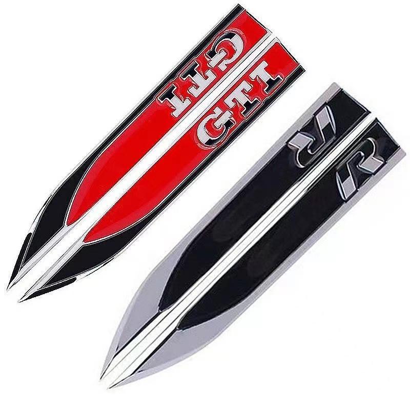 1Pairs 3D Metal R/RLINE Car Body Side Fender Badge Decals For G-olf 7 6 5 GTD GT-I Logo Sticker Emblem Styling Accessories