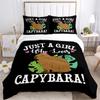 Cute Capybara Anime Kawai All Season Duvet Cover Collection With Pillowcase Home Textile Twin Full Queen King ChildrenS Gift