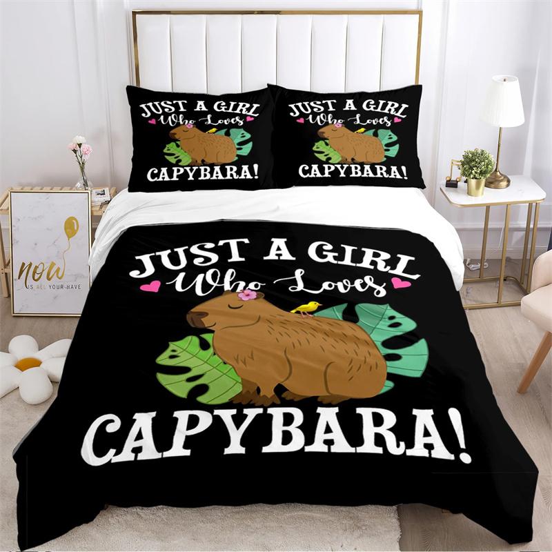 Cute Capybara Anime Kawai All Season Duvet Cover Collection With Pillowcase Home Textile Twin Full Queen King ChildrenS Gift