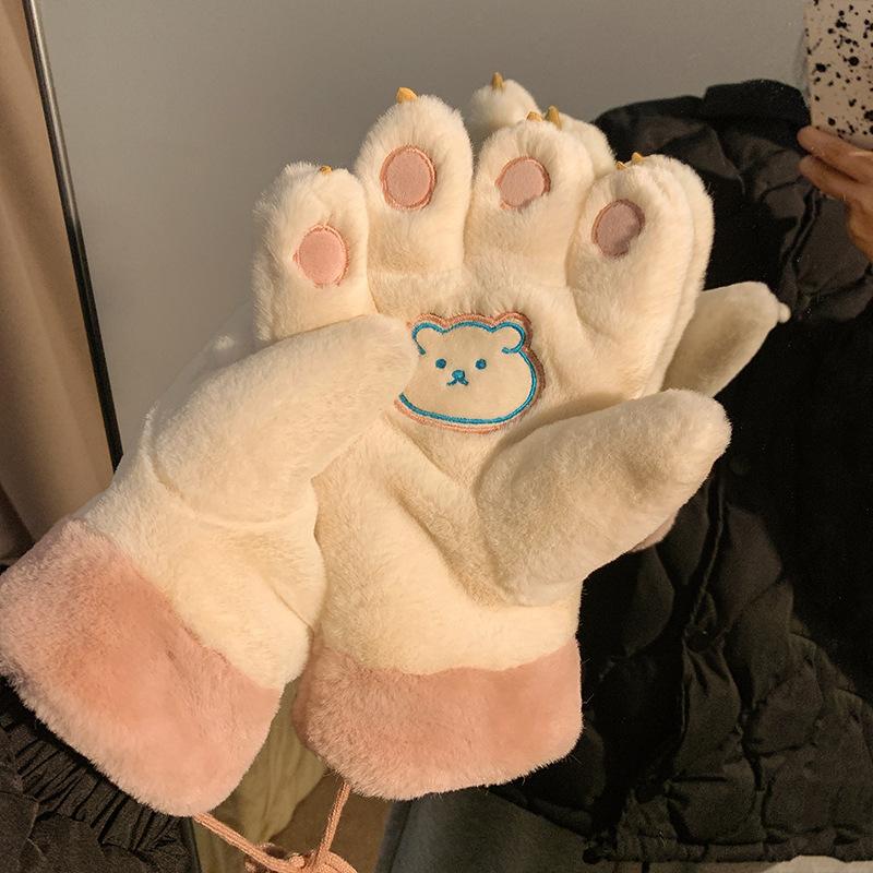 Перчатки Bear для девочек, зимние, теплые, с утолщением из флиса, Bear PAWS, Bear PAWS, для велоспорта, для любителей зимы, с шейным воротником