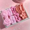 8-Piece Women's Bow Headband Velvet Large Ring Matte Matte Grip Clip Pink Series Blue Series Black Series Styling Tools Set