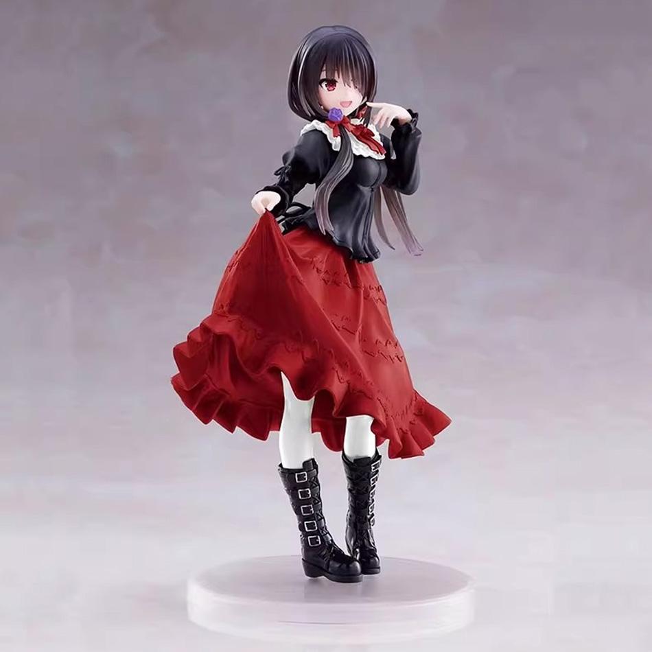 Горячая Фигурка Аниме Date A Live Токисаки Куруми Милая Девушка Модель Игрушка ПВХ Красное Платье Наряжаться Стоящая Модель Модель Машины Украшения Игрушки