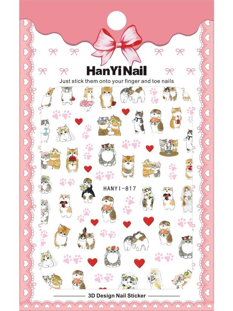 2025 милые наклейки для ногтей с изображением кошек и животных
