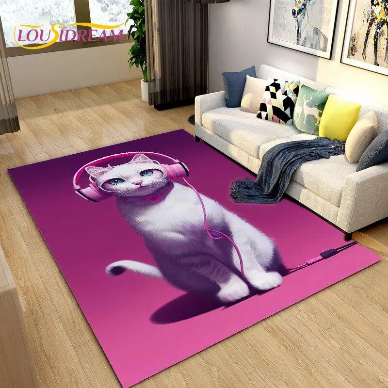 3D мультяшный ковер с милым котом, ковер для дома, гостиной, детской спальни, дивана, коврик для двери, декор, кухонный нескользящий коврик