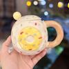 Milk Fufu Donut Shape Ceramic Mug With Lid Spoon Girl Heart Home Cup Children'S Day Gift Souvenir