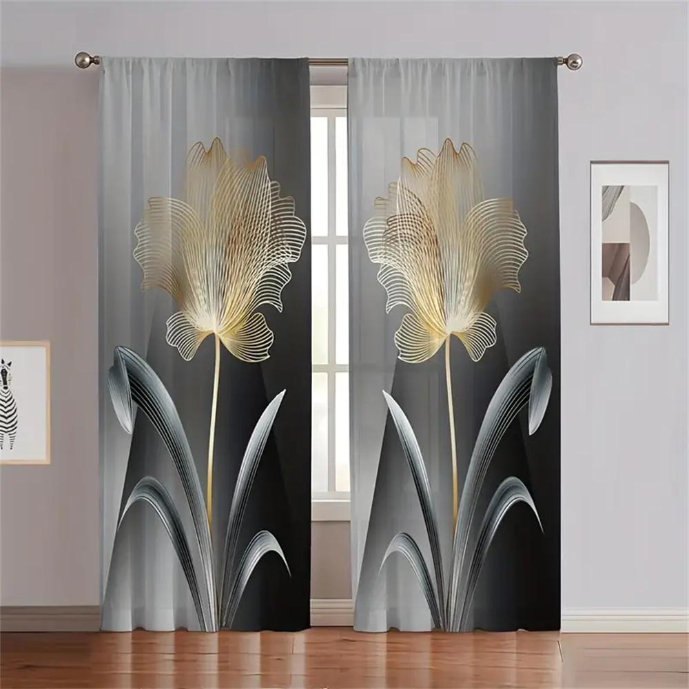 Изготовленные на заказ дешевые 2-панельные цветочные нарисованные художественные работы, напечатанные оконные шторы для гостиной, шторы на окна, спальни, домашнего декора, двери