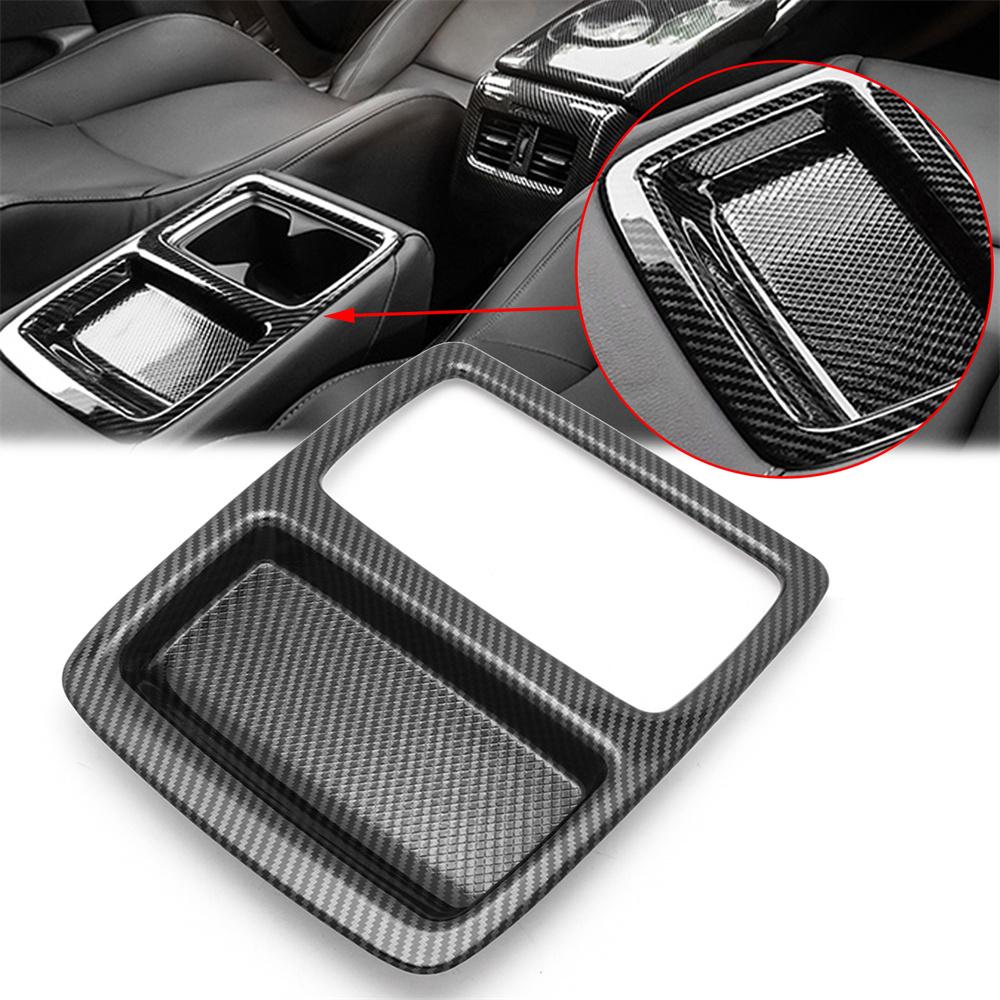 Carbon Fiber Look Car Rear Water Cup Holder Panel Cover For Honda Accord 2018-22