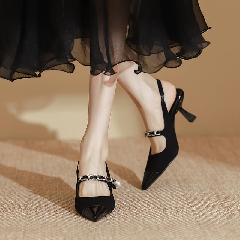 High heels children Huizhou women's shoes 2025 spring and summer thousand bird grid sandals women's fashion single shoes 2025 spring women's