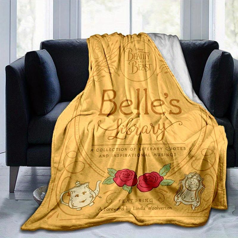 1 шт., Дисней Красавица и Чудовище: Плед 'Библиотека Белль' для дома Уютный фланелевый плед для спальни, гостиной, путешествий, кемпинга, автомобиля