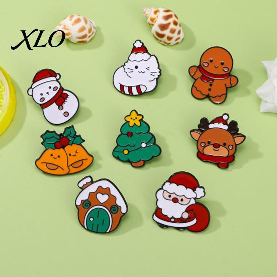 Christmas Outfit Decor Cartoon Enamel Brooch, Santa Claus Elk Snowman Tree Badge Pin, Brooches Bags Scarves Clothes Decorative Accessory for
