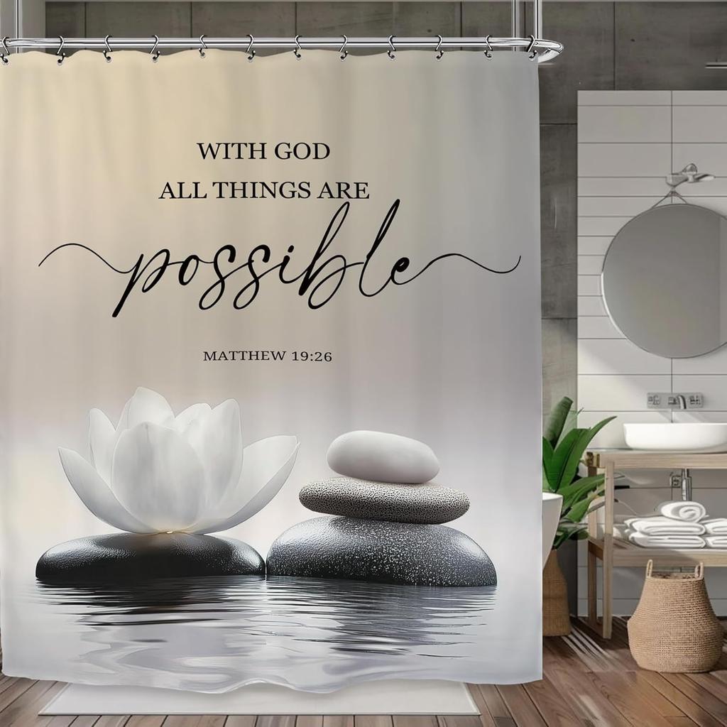 Шторка для душа Zen Lotus Spa Чернильные цитаты Медитация Вдохновляющая Мотивационная Библейская Ванная Комната Набор Аксессуары Декор с