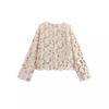 Short Feather Sequins Knitted Cardigan Women Temperament Elegant Round Neck Long-sleeved Jacket