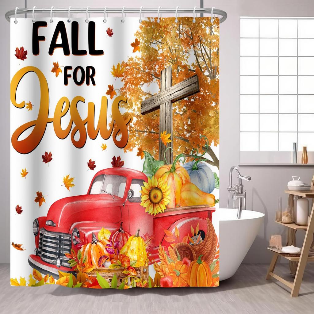 Pink Truck Rose Shower Curtain Car With Pink Flower Floral Fabric Shower Curtains Fashion Woman Girl Shower Curtin Bathroom