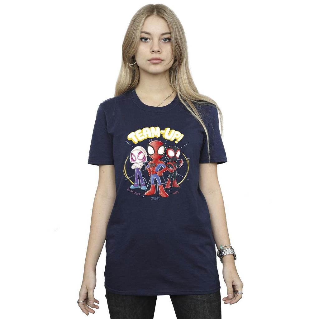 Marvel Womens/Ladies Spidey And His Amazing Friends Sketch Cotton Boyfriend T-Shirt