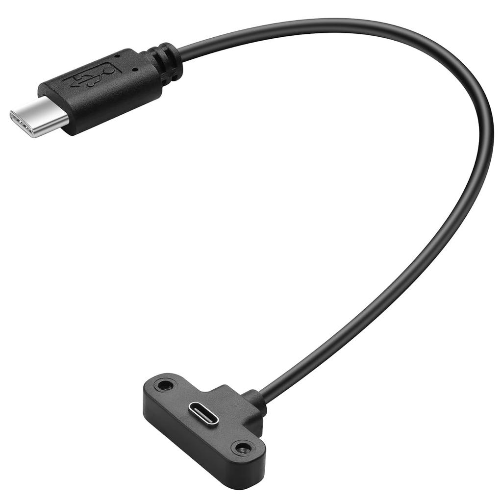 1pc USB Type C Male to Female 90° Angle Panel Mount Screw Connector Data Power Charger Cable for Laptop Tablet Mobile Phone