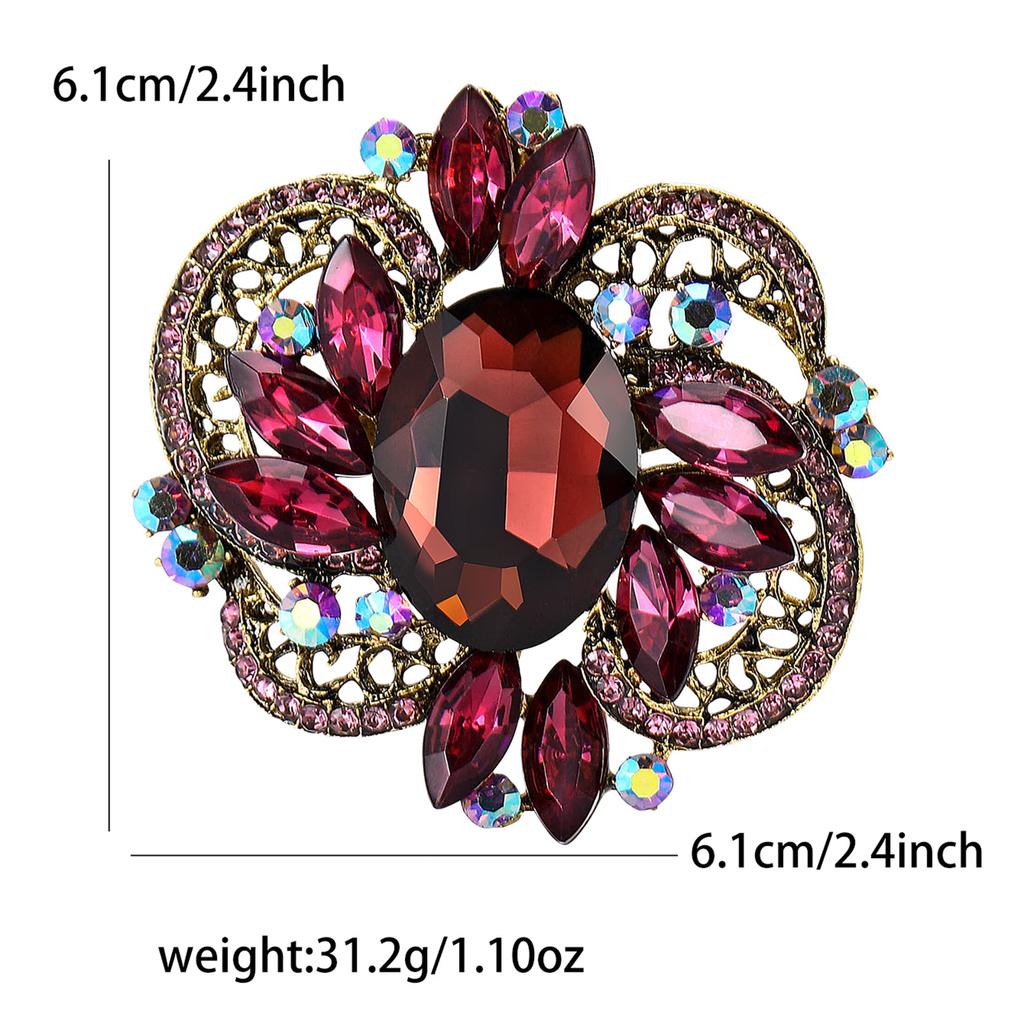 Fashion Personality Alloy Medium Glass Brooch Light Luxury Exaggerated Women'S Dress Coat Corsage Jewelry Pin