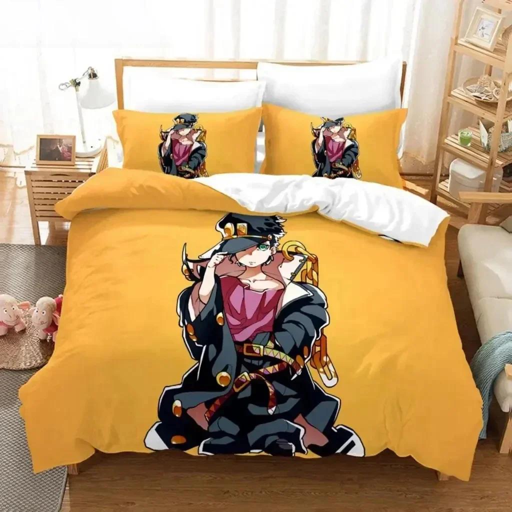 3D Аниме JoJo Bizarre Adventure Джотаро Куджо Комплект постельного белья с принтом, наволочка, пододеяльник, мягкое, размер Квин, Кинг, постельное белье для дома