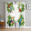 Тюлевые оконные шторы с тропическими цветами и птицами для гостиной, прозрачная вуаль из пряжи, занавеска для спальни, кухни, драпировка, декор