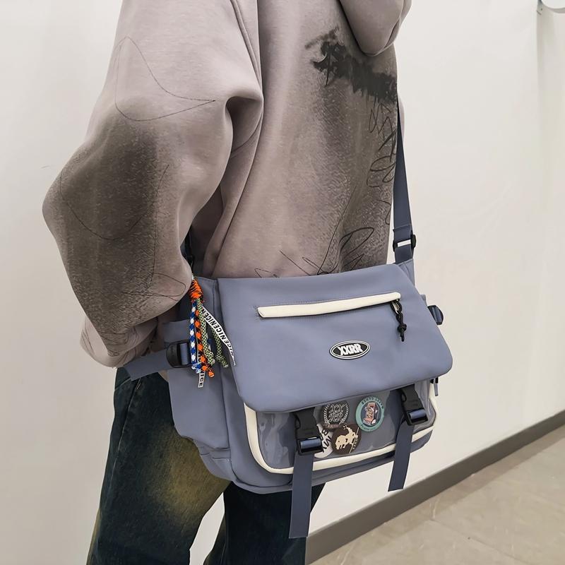 Студенческая сумка-мессенджер, однотонная мужская сумка через плечо, большая вместительная женская сумка через плечо