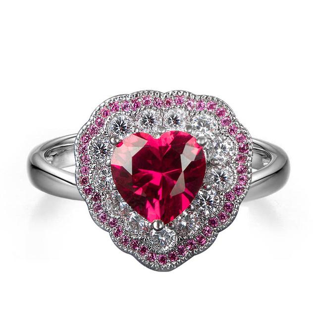 Классическое кольцо Cellacity из стерлингового серебра 925 пробы для очаровательной дамы с драгоценными камнями в форме сердца Рубин Сапфир Изумрудный камень Изящные ювелирные изделия