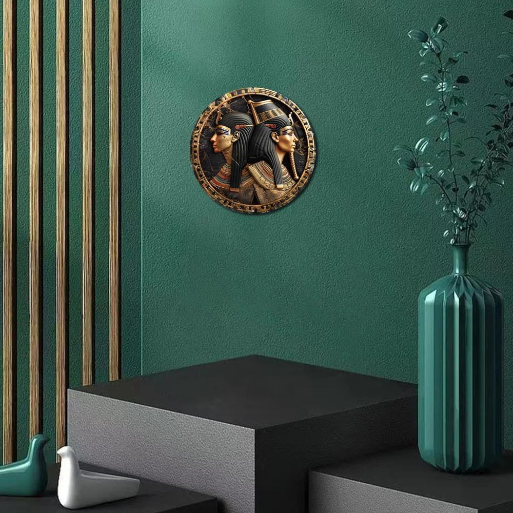 Круглый деревянный декоративный знак, плоская 2D-печать, тема египетской мифологии, декор для дома, кафе, настенное украшение, праздничный подарок