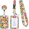 Красочный держатель удостоверения личности с цветочным принтом и двухсторонним ремешком для УФ-печатной карты с рукавом