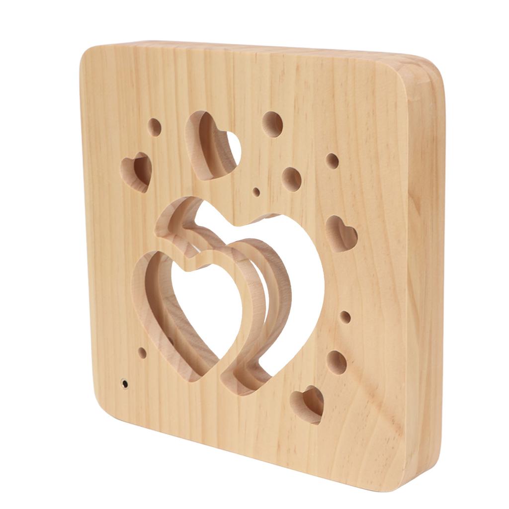 Wooden 3D LED Light Valentine\'s Day Hollow Hearts Shape Style Pine Wood USB Power Supply Decorative