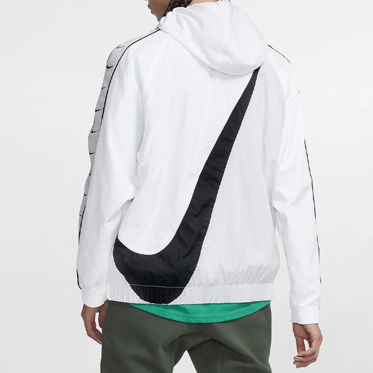 Nike Large Back Logo Half-Zip Hooded Jacket Men Jackets White CD0420-100