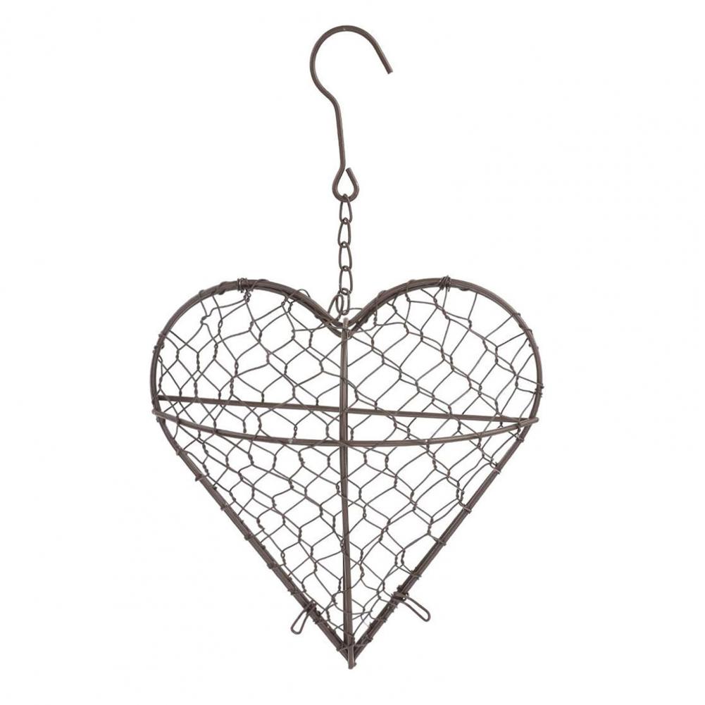 Bird Nesting House Bird Nesting Heart Holder Metal Birdhouse with Hook Hummingbird Nest Material Station for Wild Birds Outdoor