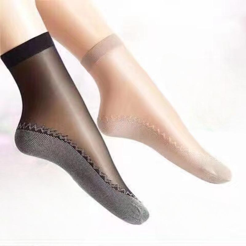 Translucent Ultra-Thin Nylon Short Socks Women's Anti-Slip Bottom Ankle Socks Summer Breathable Lightweight Socks Sets