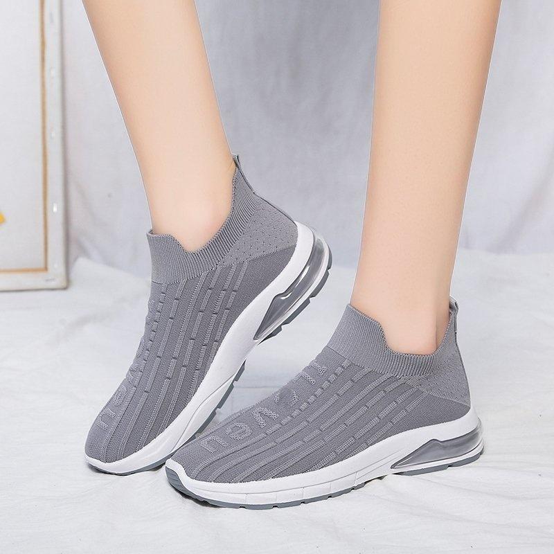 Модные женские туфли на воздушной подушке, сетчатые осенние кроссовки, женские вулканизированные туфли, повседневные туфли на плоской подошве, белые мягкие прогулочные туфли