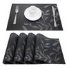 4pcs Table Mat Leaf Print PVC Placemat Modern Kitchen Table Pads Cup Coasters for Coffee Dining Table Napkins Home Decoration