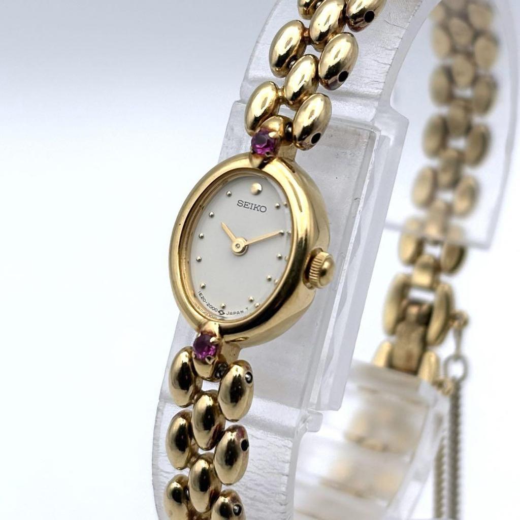 [USED] SEIKO Color Stone Gold Women's Watch with Bracelet