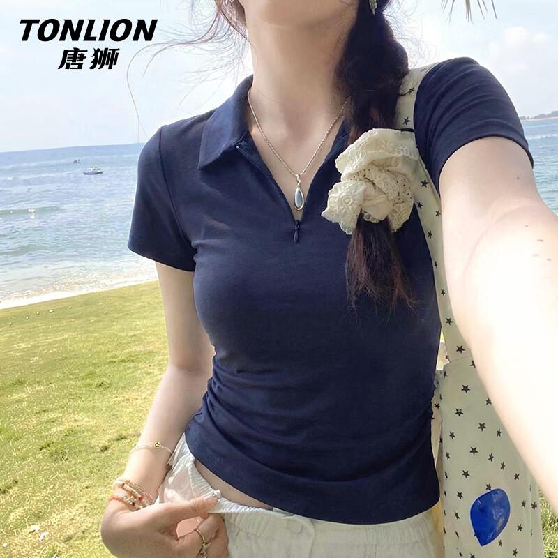 Женская футболка-поло TonLion с полумолнией