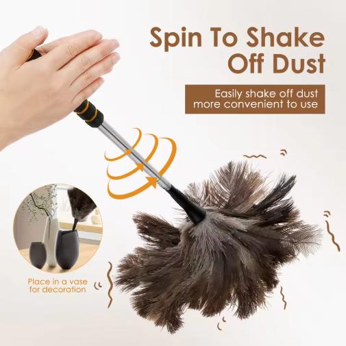 Extendable Ostrich Feather Duster Anti Static Reusable Cleaning Tools Household Furniturer Dust for Cleaning Ceiling Fan