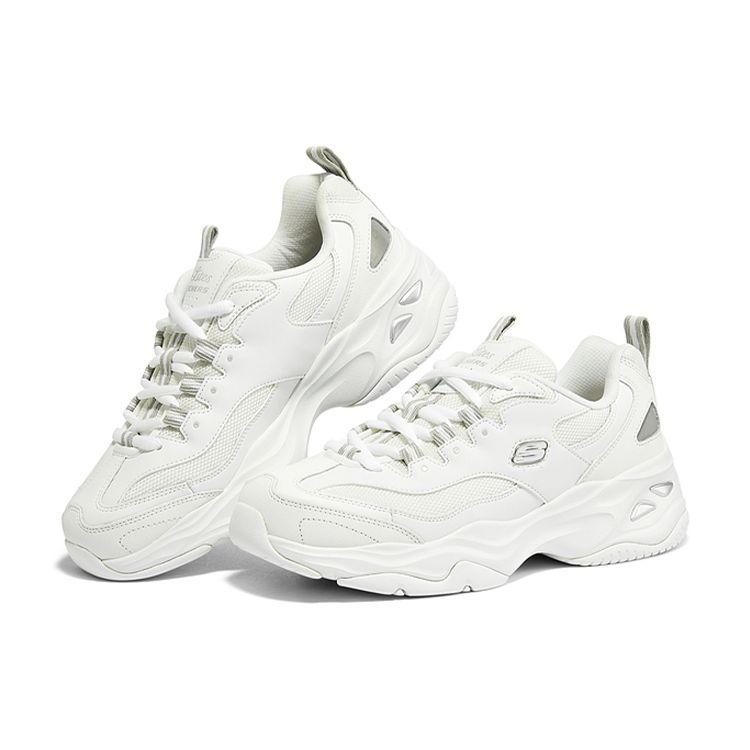 Skechers DLites 4.0 Ткань Синтетическая кожа Удобные Амортизация Низкие Папины кроссовки Женская кроссовка Белый 149492-WGY