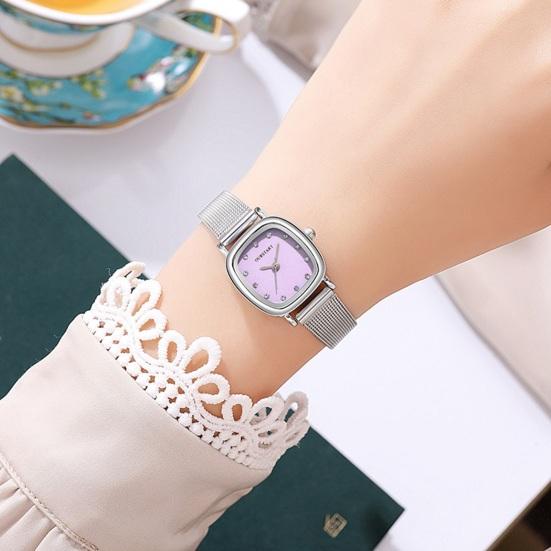Women Watch Square Rhinestone Dial Mesh Band Quartz Movement Minimalist Ladies Girls Dress Wristwatch Fashion Jewelry Birthday Gift