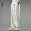 Мужские летние тонкие хлопчатобумажные льняные брюки широкого покроя - в китайском стиле ретро