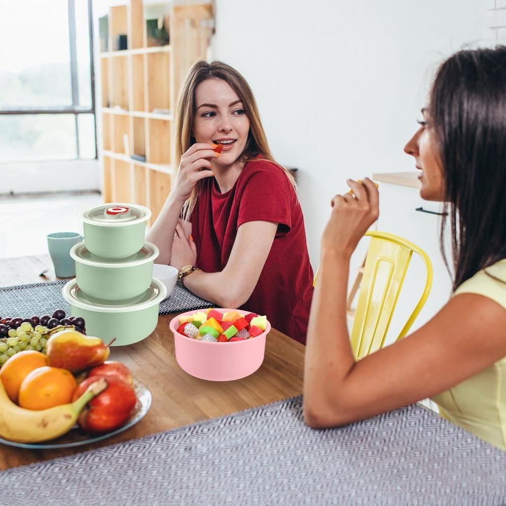 Пластиковый ланч-бокс с крышкой, контейнер для хранения фруктов и закусок, штабелируемый контейнер для еды, подходит для микроволновой печи, коробка для сохранения домашней еды