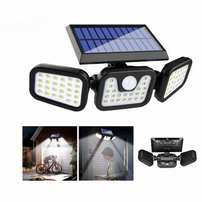 Солнечная индукция 138LED вращающийся настенный светильник с тремя головками управление наружным освещением водонепроницаемый дорожное освещение уличный фонарь во дворе