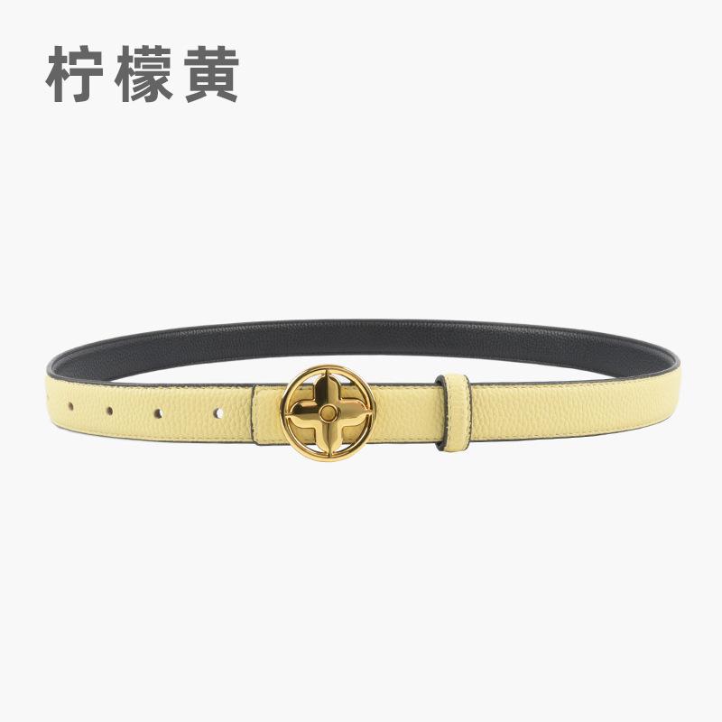Lychee Pattern Can Be Used On Both Sides, First Layer Cowhide Leather Women'S Belt, Simple Belt With Jeans Casual Pants
