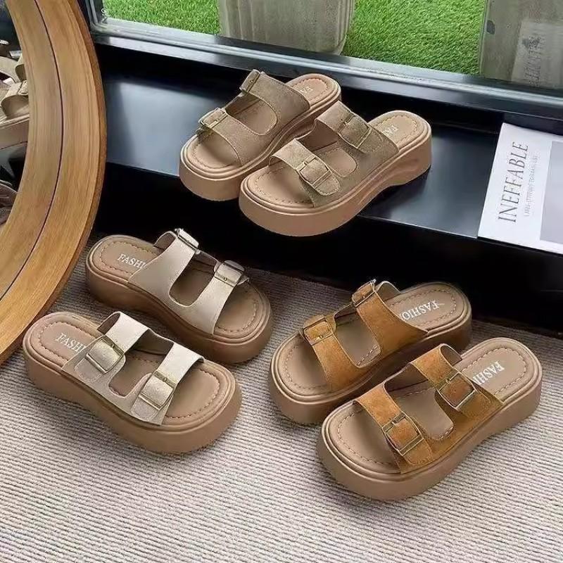 New Platform Shoes One-word Slippers Women's Outer Wear Summer Skirt Casual Beach Cool Slippers