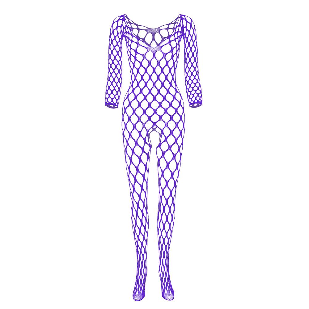 Plus Size Women Hollow Fishnet One-piece Stocking Open Net Lingerie Sexy See-through Lingerie